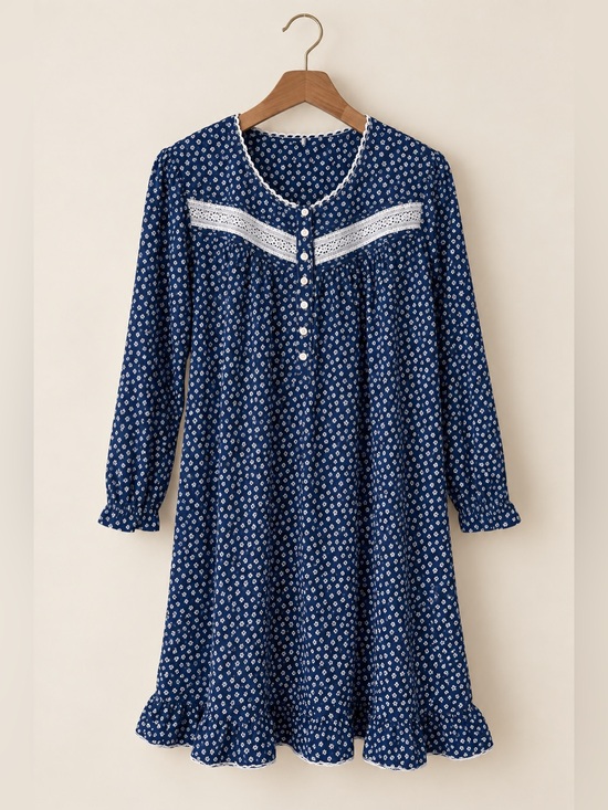Eileen West Other - Eileen West | Navy Floral Nightgown Cottagecore Prairie